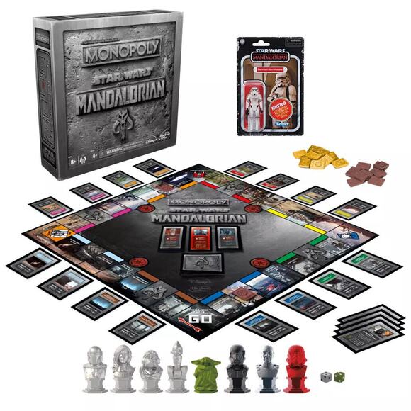 Star Wars Monopoly Board Game - The Mandalorian Theme with Retro Figure - Picture 1 of 11